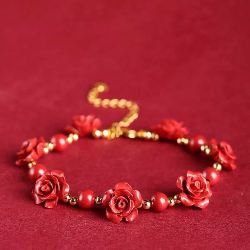 Buddha Stones Cinnabar Rose Blessing Bracelet - Red Cinnabar(Wrist Circumference: 14-18cm) - image 8