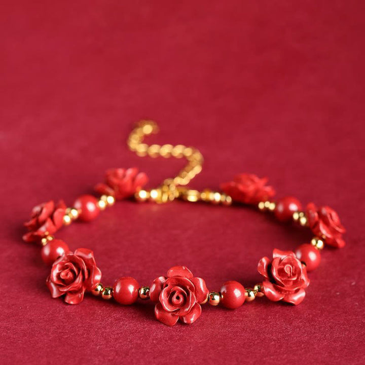 Buddha Stones Cinnabar Rose Blessing Bracelet - Red Cinnabar(Wrist Circumference: 14-18cm) - image 8
