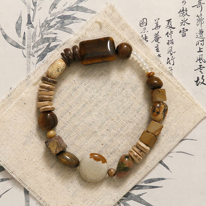Buddha Stones Coconut Shell Tiger Eye Courage Bracelet - image 4