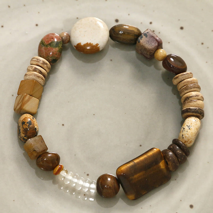 Buddha Stones Coconut Shell Tiger Eye Courage Bracelet - image 3