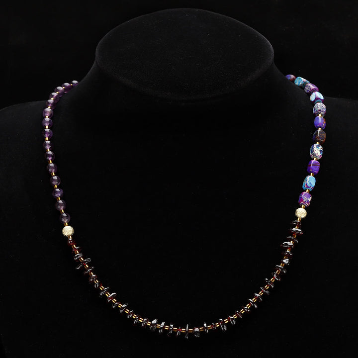 Buddha Stones Amethyst Garnet Emperor Stone Communication Triple Wrap Bracelet - image 9