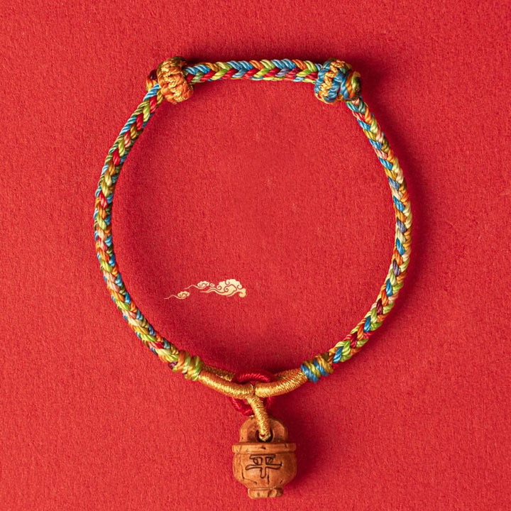 Buddha Stones Peach Wood Fu Character Safe And Well Wealth Bracelet - image 13