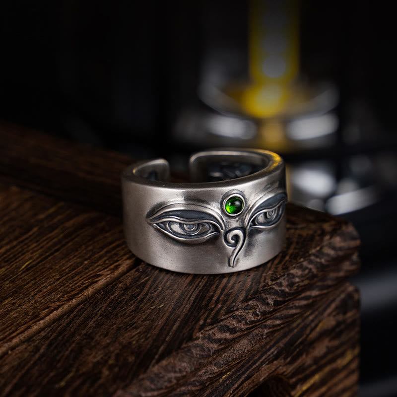 Buddha Stones 925 Sterling Silver Bodhisattva Tara Calm Adjustable Ring - image 9