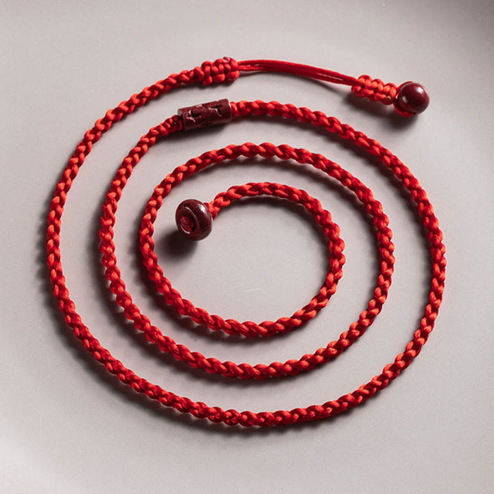 Buddha Stones Natural Cinnabar Calm Blessing Red String Belly Chain - image 2