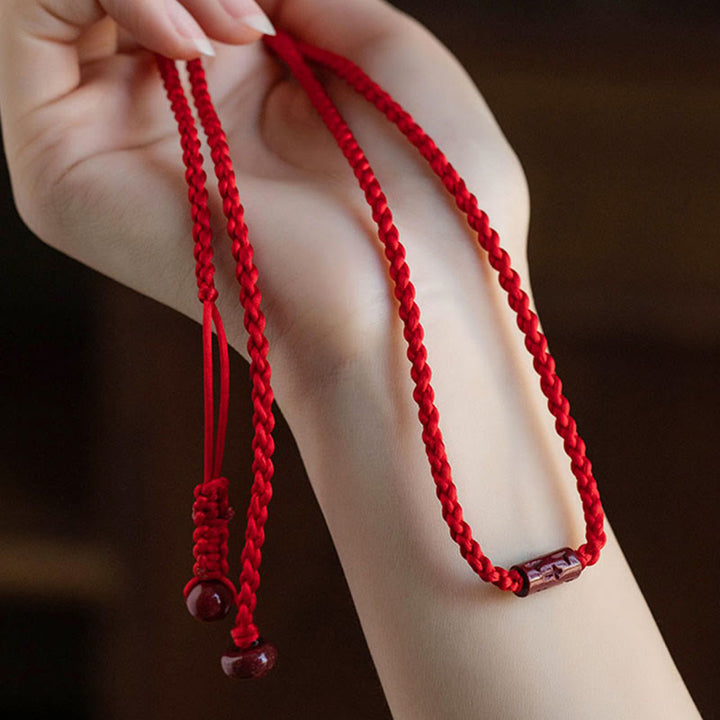 Buddha Stones Natural Cinnabar Calm Blessing Red String Belly Chain - image 9