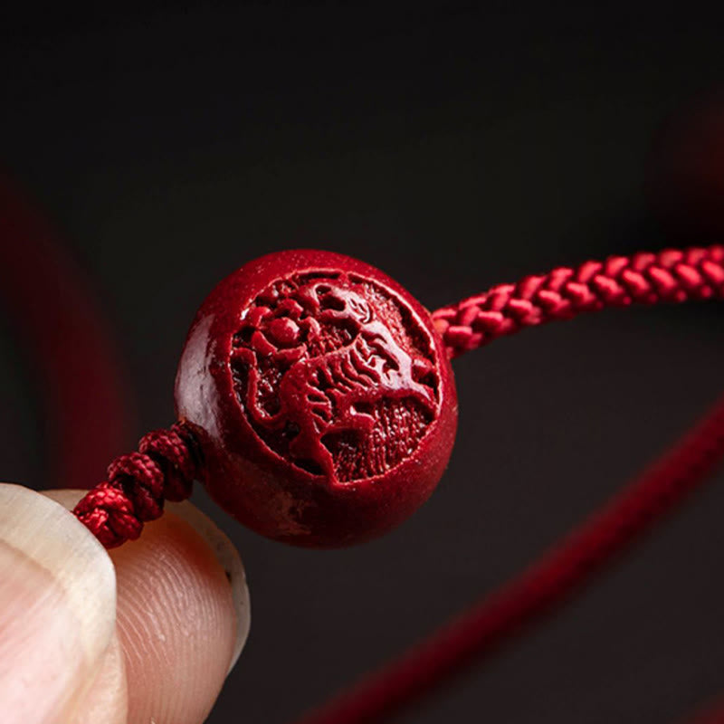 Buddha Stones Natural Cinnabar Chinese Zodiac Gourd Calm Blessing Red String Belly Chain - image 10