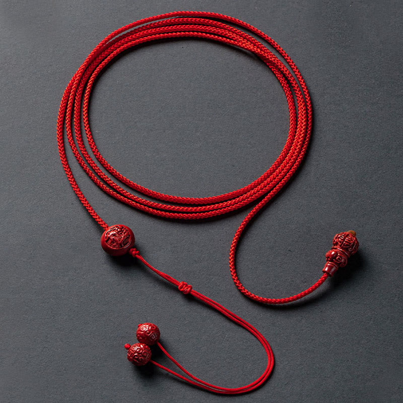 Buddha Stones Natural Cinnabar Chinese Zodiac Gourd Calm Blessing Red String Belly Chain - image 13
