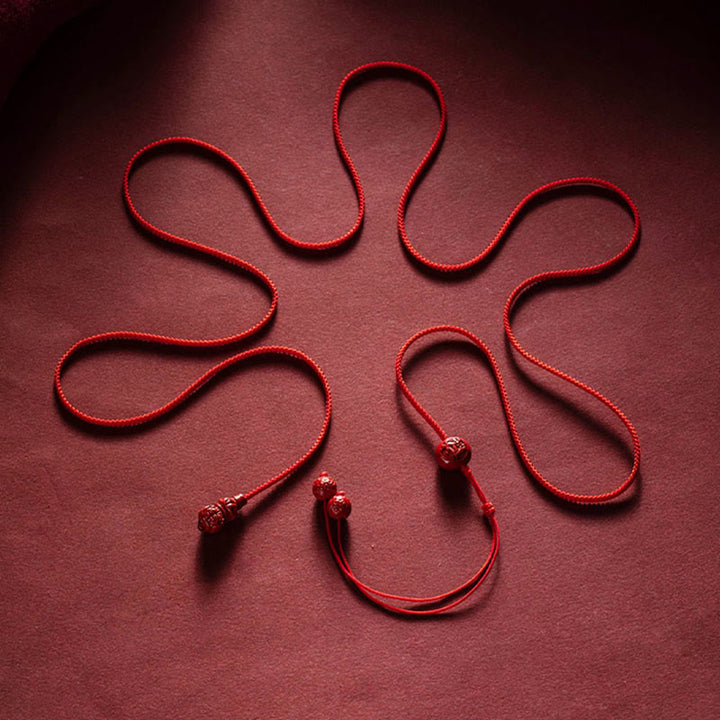 Buddha Stones Natural Cinnabar Chinese Zodiac Gourd Calm Blessing Red String Belly Chain - image 2