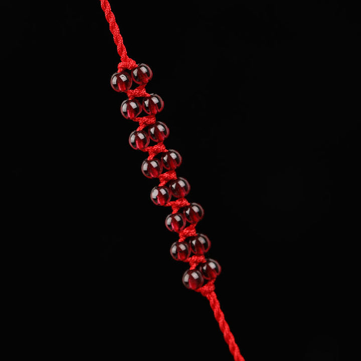 Buddha Stones Chinese Zodiac Natural Garnet Peace Buckle Blessing Red String Belly Chain - image 1