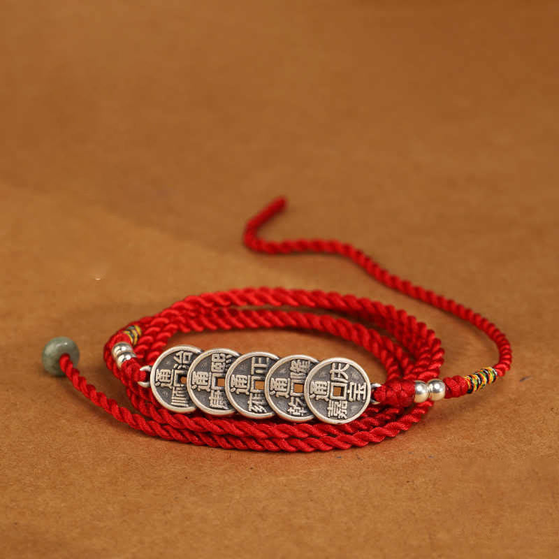 Buddha Stones 999 Sterling Silver Blessing Red String Belly Chain - Coins Shape - image 13