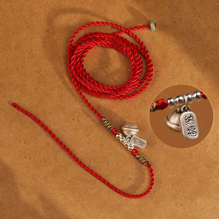 Buddha Stones 999 Sterling Silver Blessing Red String Belly Chain - Bell Shape - image 9