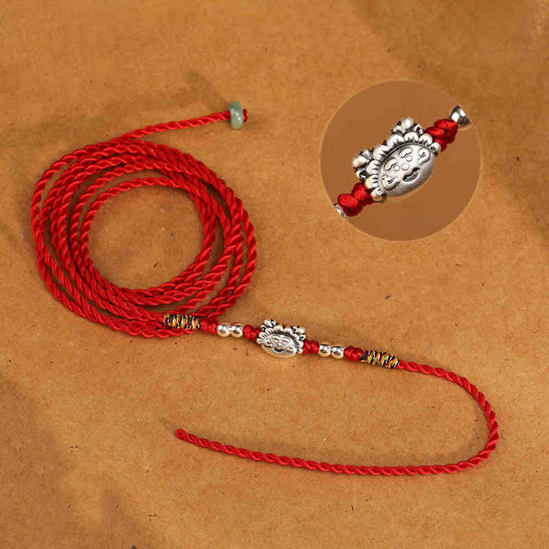Buddha Stones 999 Sterling Silver Blessing Red String Belly Chain - image 3