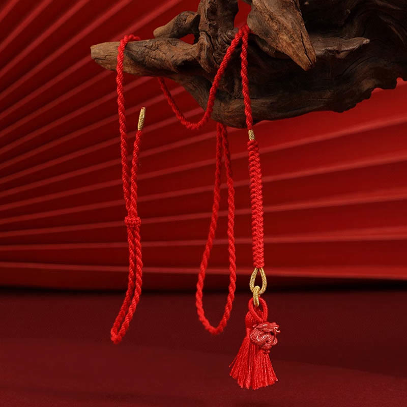 Buddha Stones Natural Cinnabar Dragon Blessing Red String Belly Chain - image 2