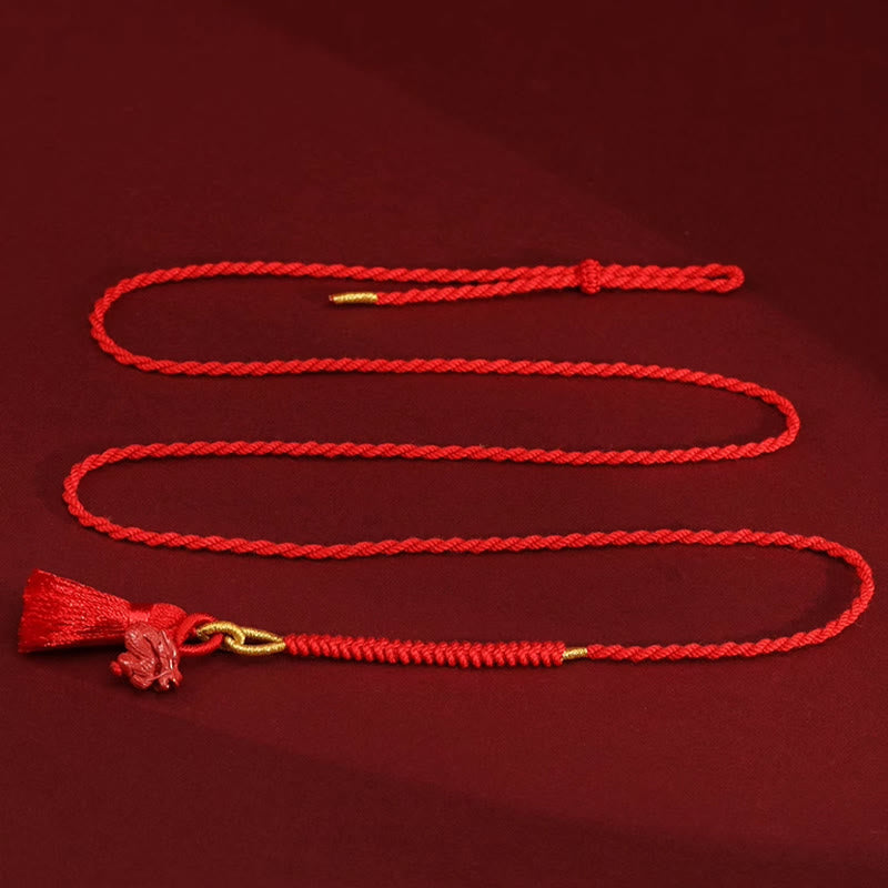 Buddha Stones Natural Cinnabar Dragon Blessing Red String Belly Chain - image 12