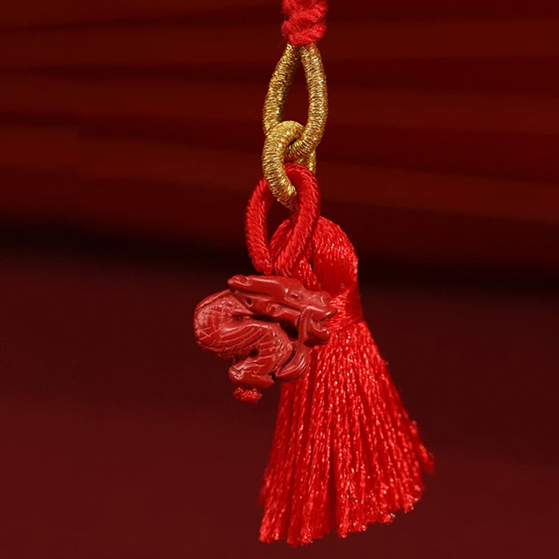Buddha Stones Natural Cinnabar Dragon Blessing Red String Belly Chain - image 8