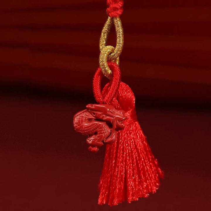 Buddha Stones Natural Cinnabar Dragon Blessing Red String Belly Chain - image 8