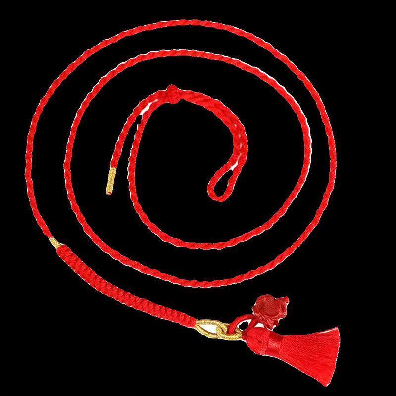 Buddha Stones Natural Cinnabar Dragon Blessing Red String Belly Chain - image 10