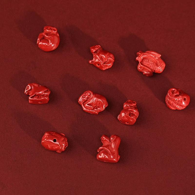 Buddha Stones Natural Cinnabar Dragon Blessing Red String Belly Chain - image 16