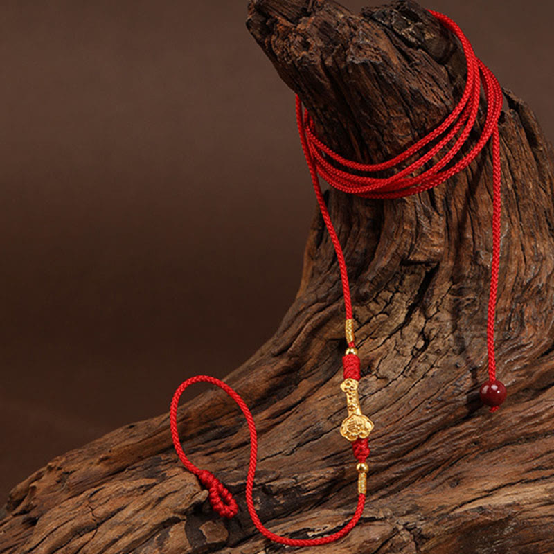 Buddha Stone 999 Solid Gold Red String Belly Chain - image 3