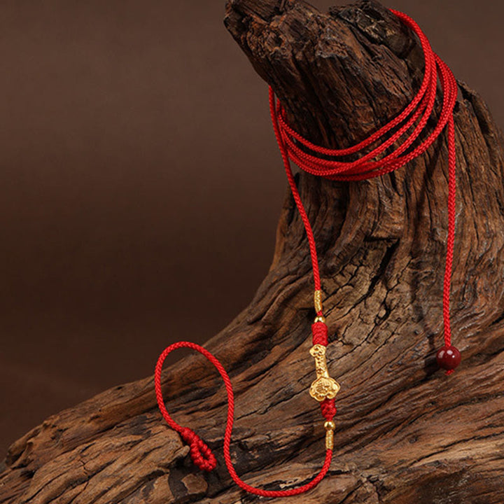Buddha Stone 999 Solid Gold Red String Belly Chain - image 3