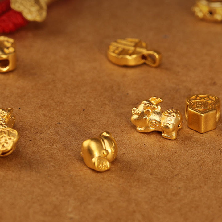 Buddha Stone 999 Solid Gold Red String Belly Chain - image 20