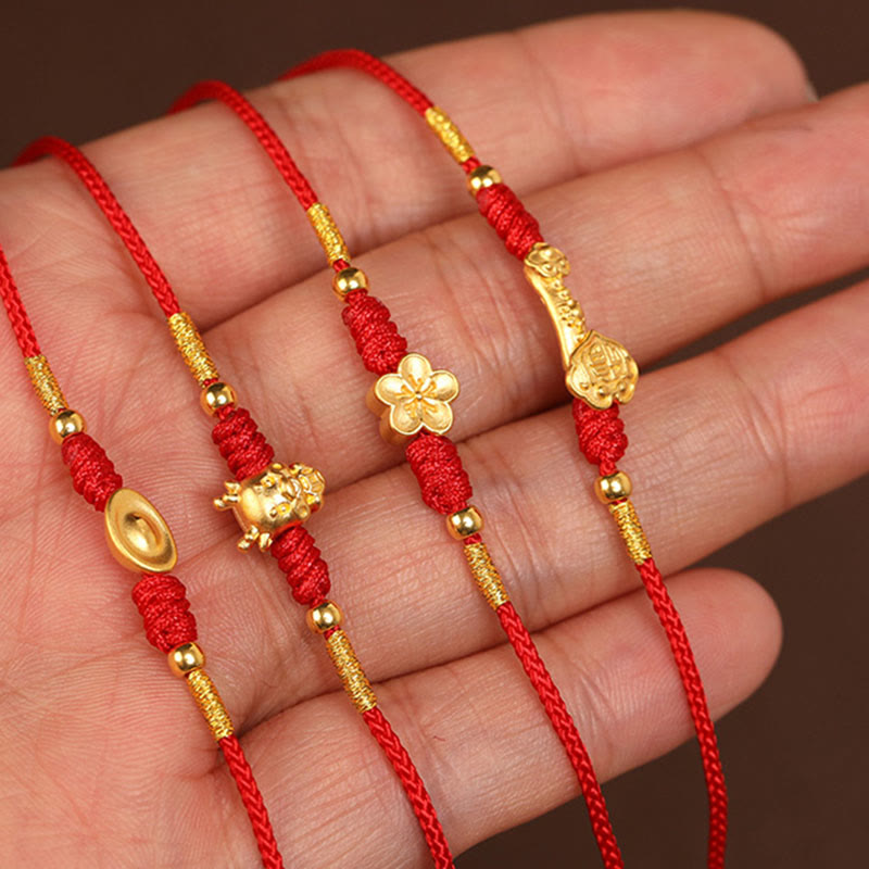 Buddha Stone 999 Solid Gold Red String Belly Chain - image 24