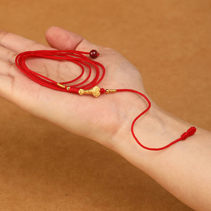 Buddha Stone 999 Solid Gold Red String Belly Chain - image 4