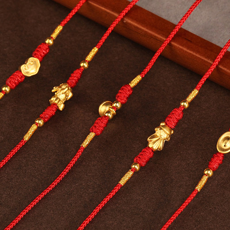 Buddha Stone 999 Solid Gold Red String Belly Chain - image 23