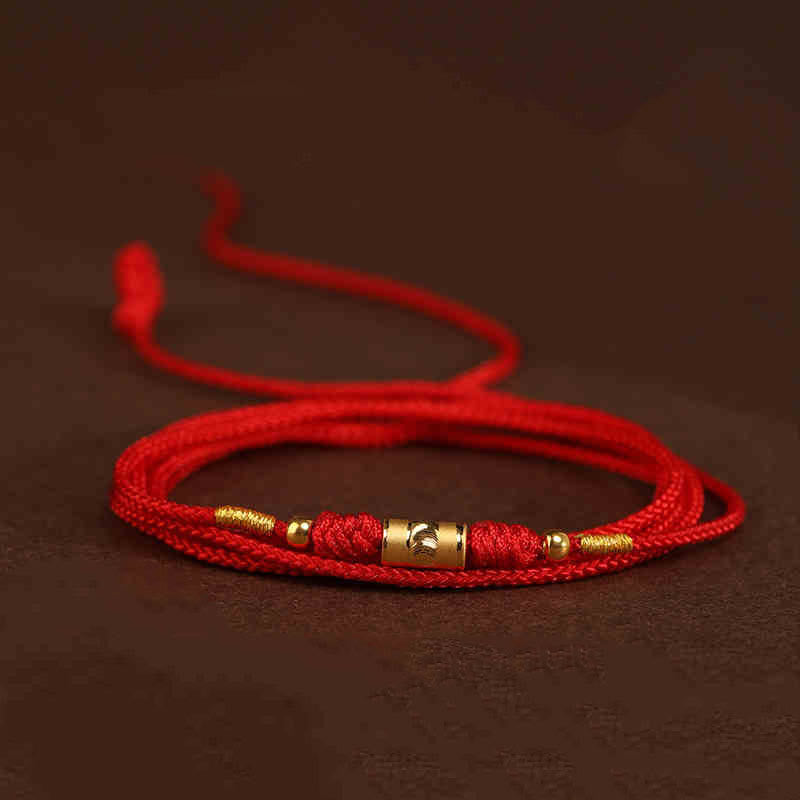Buddha Stone 999 Solid Gold Red String Belly Chain - Barrel Beads Luck Beads Shape - image 18
