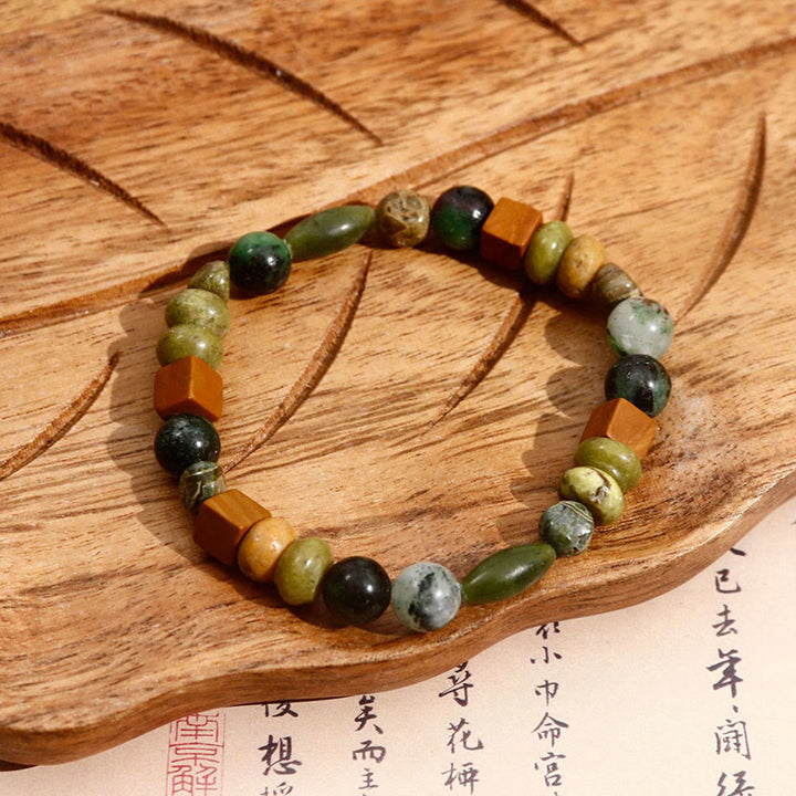 Buddha Stones Shoushan Stone Red Agate Prosperity Bracelet - Agate Green Oval(Wrist Circumference: 14-16cm) - image 7