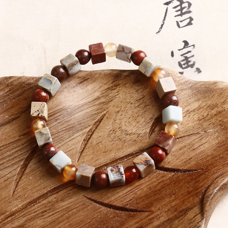 Buddha Stones Shoushan Stone Red Agate Prosperity Bracelet - Agate Bead Cube(Wrist Circumference: 14-16cm) - image 14