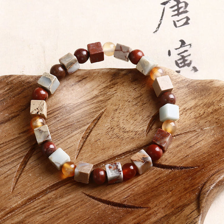 Buddha Stones Shoushan Stone Red Agate Prosperity Bracelet - Agate Bead Cube(Wrist Circumference: 14-16cm) - image 14
