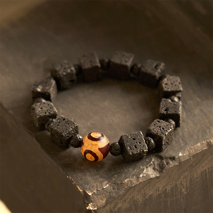 Buddha Stones Lava Rock Dzi Bead Healing Bracelet - Lava-rock(Wrist Circumference: 14-16cm) - image 0
