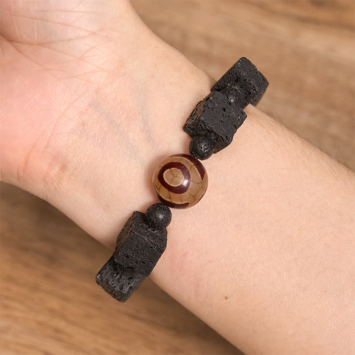 Buddha Stones Lava Rock Dzi Bead Healing Bracelet - image 3
