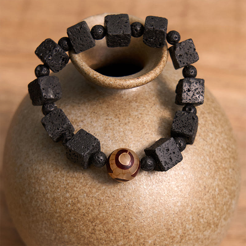 Buddha Stones Lava Rock Dzi Bead Healing Bracelet - image 2