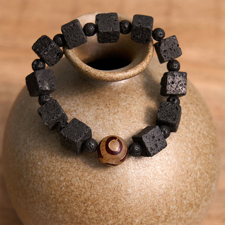 Buddha Stones Lava Rock Dzi Bead Healing Bracelet - image 2
