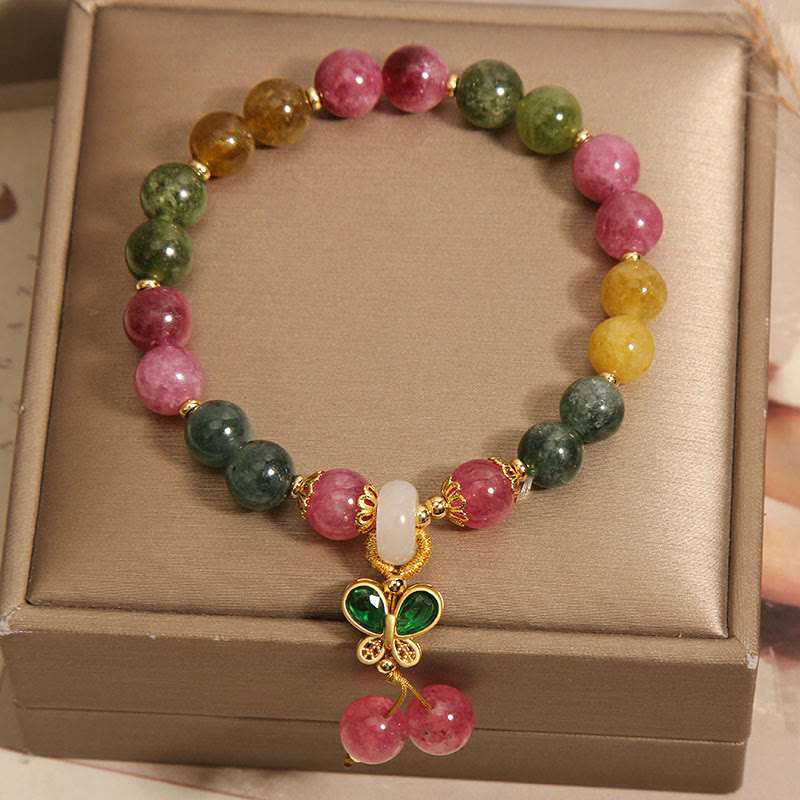 Buddha Stones Tourmaline Jade Butterfly Wisdom Bracelet - image 7
