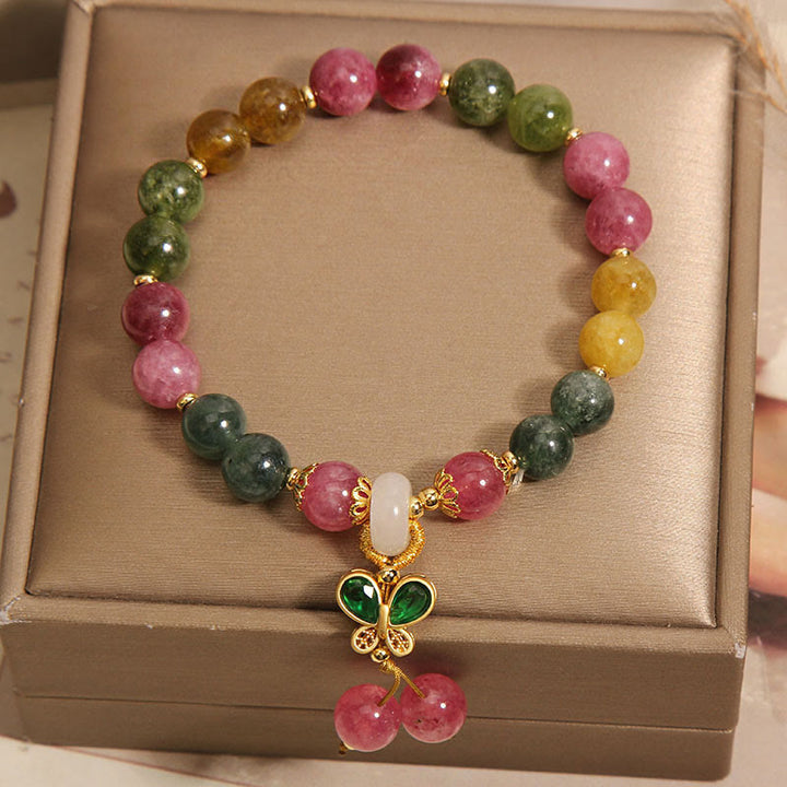 Buddha Stones Tourmaline Jade Butterfly Wisdom Bracelet - image 7