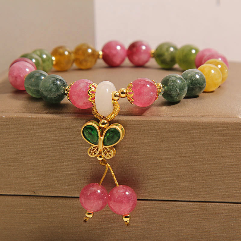 Buddha Stones Tourmaline Jade Butterfly Wisdom Bracelet - image 3
