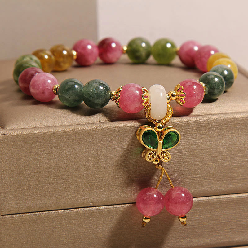 Buddha Stones Tourmaline Jade Butterfly Wisdom Bracelet - image 8