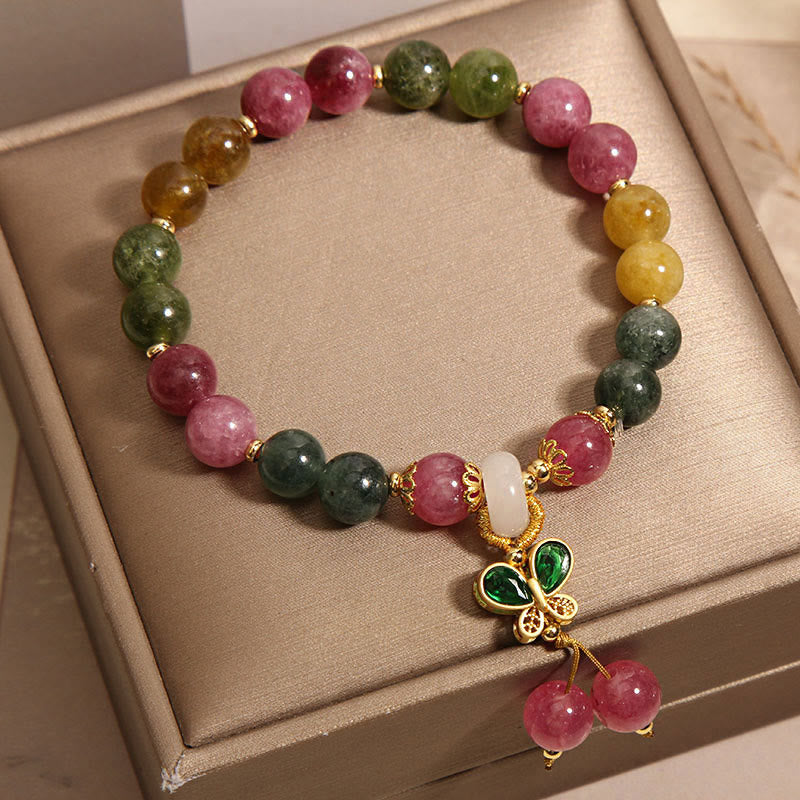 Buddha Stones Tourmaline Jade Butterfly Wisdom Bracelet - image 1