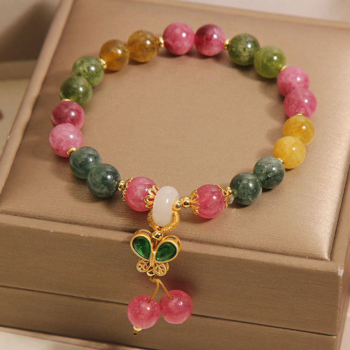 Buddha Stones Tourmaline Jade Butterfly Wisdom Bracelet - image 4