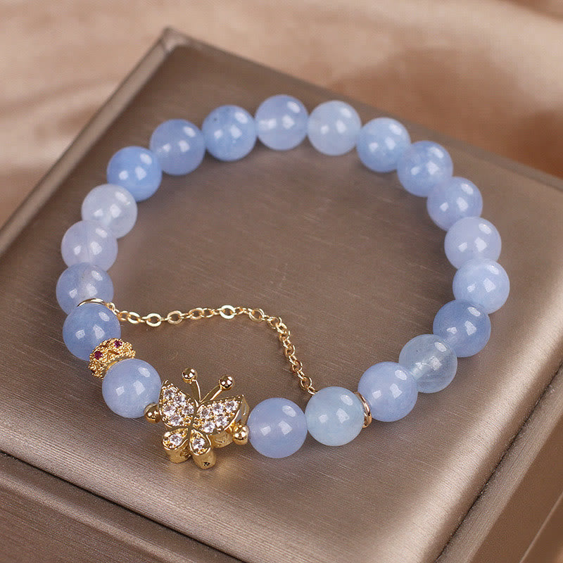 Buddha Stones Aquamarine Butterfly Serenity Bracelet - image 1