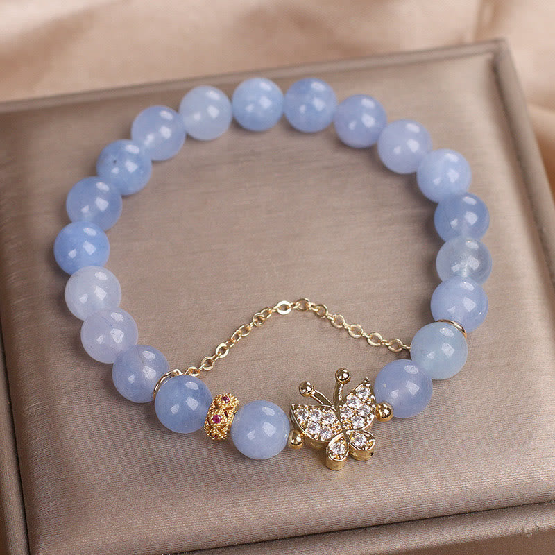 Buddha Stones Aquamarine Butterfly Serenity Bracelet - image 2