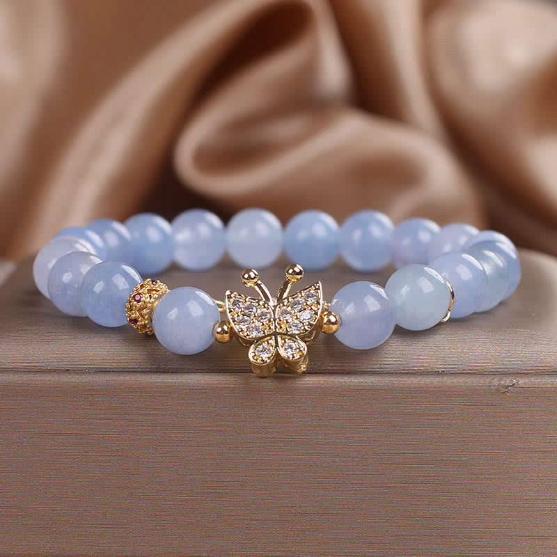 Buddha Stones Aquamarine Butterfly Serenity Bracelet - Aquamarine(Wrist Circumference: 14-16cm) - image 0
