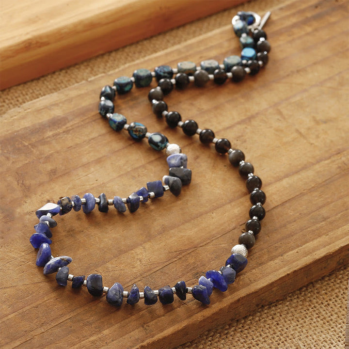 Buddha Stones Emperor Stone Sodalite Gold Sheen Obsidian Balance Triple Wrap Bracelet - image 3