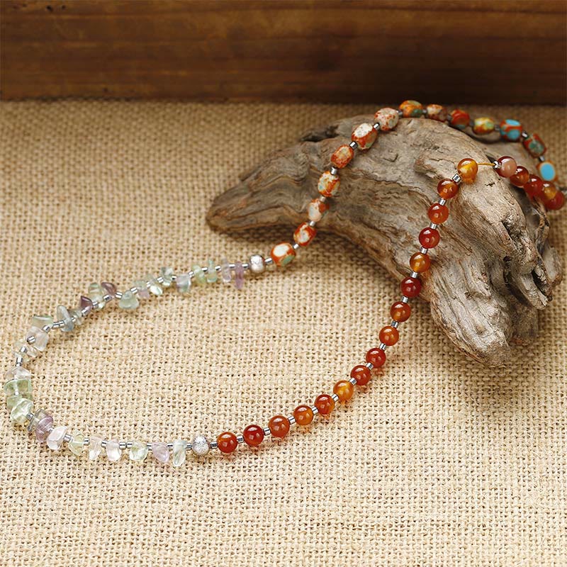 Buddha Stones Fluorite Red Agate Emperor Stone Power Triple Wrap Bracelet - image 2