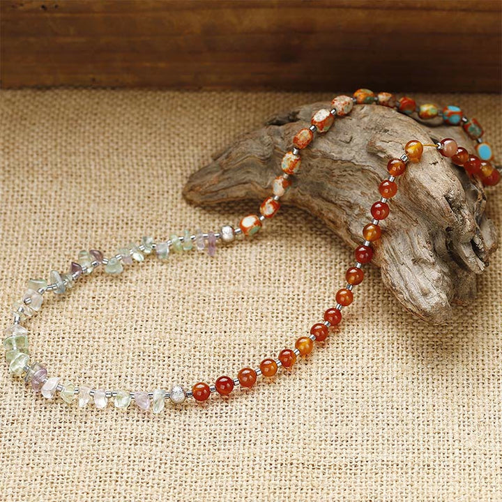 Buddha Stones Fluorite Red Agate Emperor Stone Power Triple Wrap Bracelet - image 2