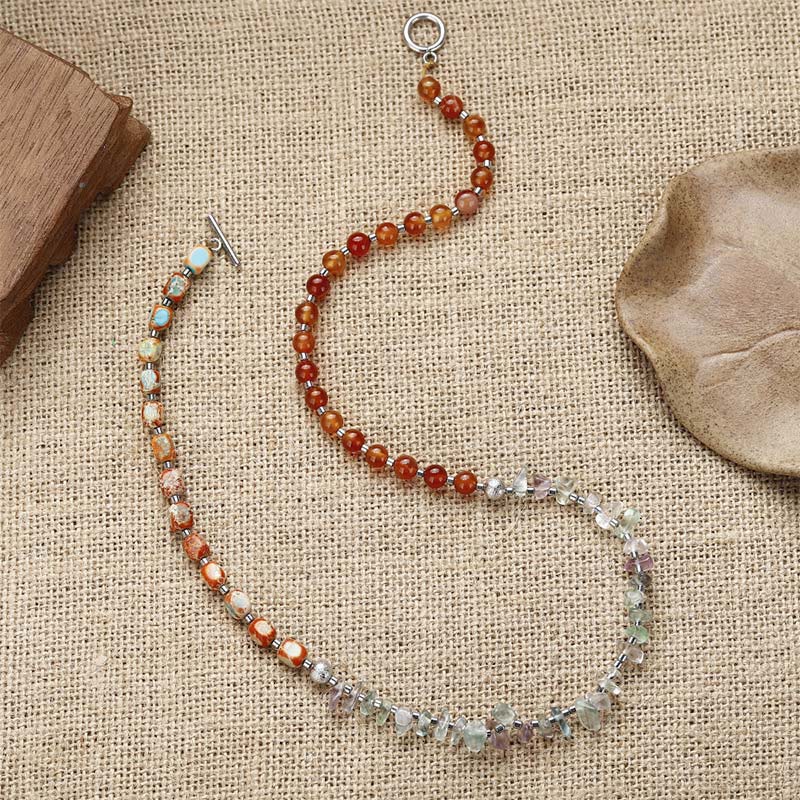 Buddha Stones Fluorite Red Agate Emperor Stone Power Triple Wrap Bracelet - image 9