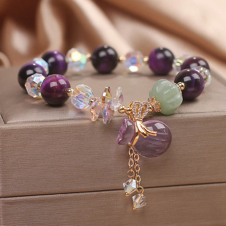 Buddha Stones Purple Tiger Eye White Crystal Amethyst Jade Bravery Bracelet - Purple Tiger Eye(Wrist Circumference: 14-16cm) - image 0